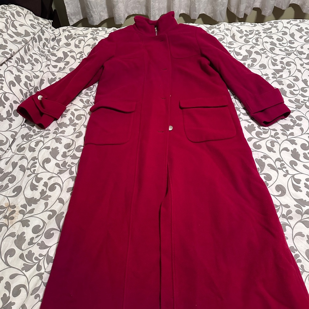 Elegant Women's Red Pea Coat